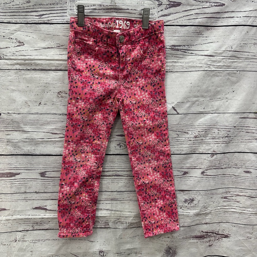 Baby Gap 1969 Girls Floral Printed Denim Jeans Size 4 Years